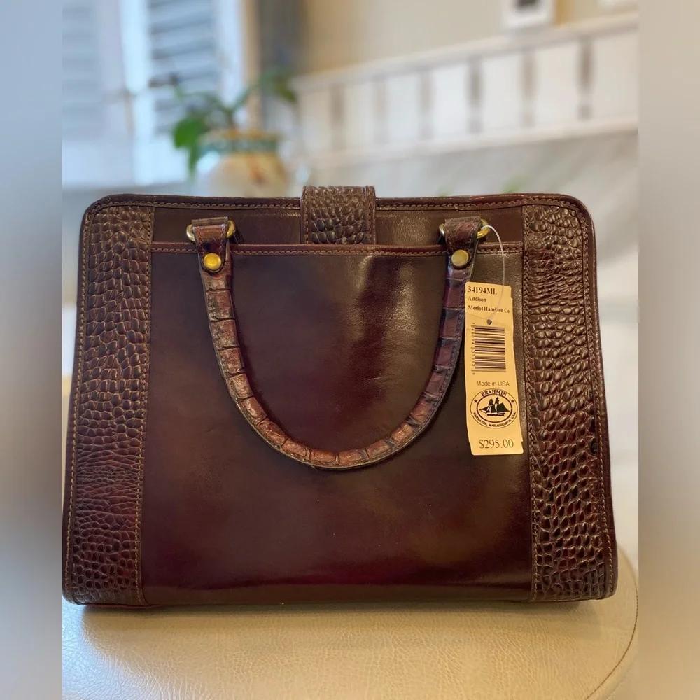 NWT Vintage Brahmin Addison Satchel Purse Merlot